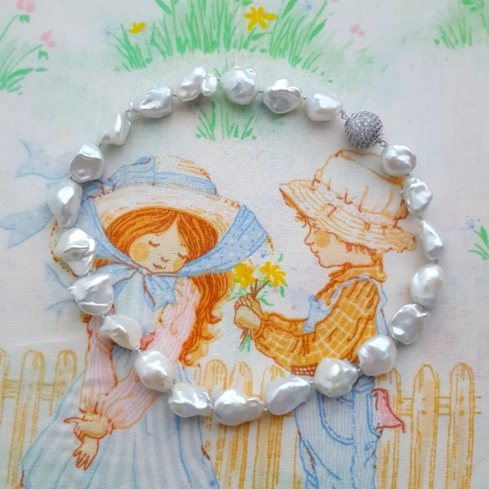 🌙Vintage Baroque Pearl Choker Pave Magnetic Clasp